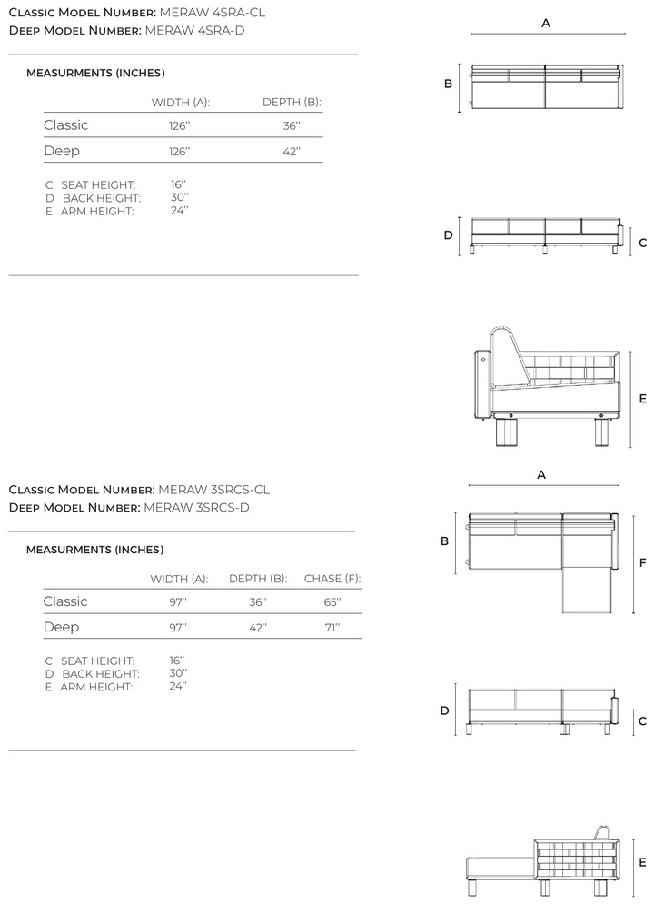 Modulo con bracciolo destro Luma dimensioni